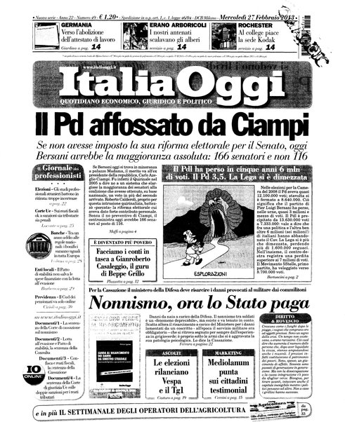 Italia oggi : quotidiano di economia finanza e politica